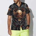 Gothic Skull Biker Hawaiian Shirt, Pentagrama Skull Goth Shirt For Men And Women