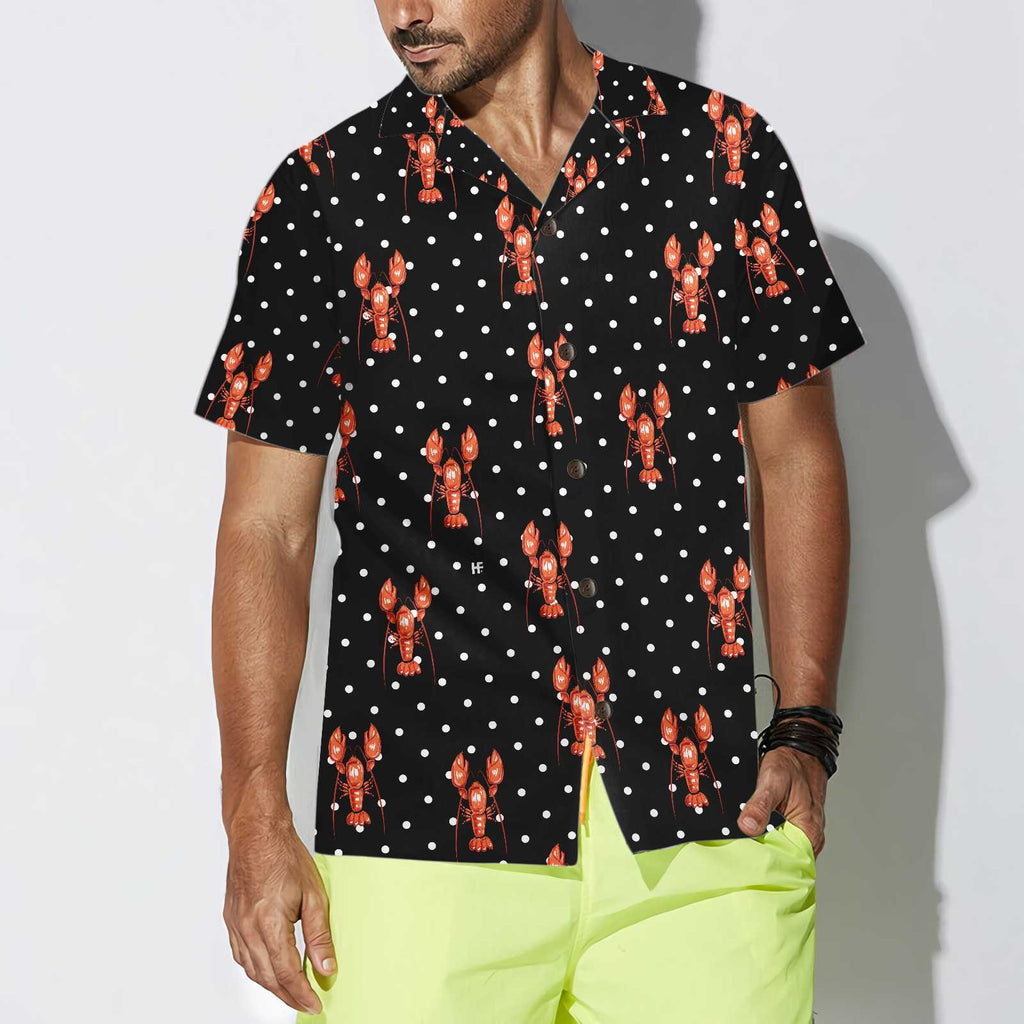 Red Lobster With Dot Hawaiian Shirt, Funny Lobster Shirt For Adults, Lobster Print Shirt