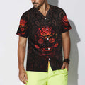 Red Mexican Sugar Skull Hawaiian Shirt, Day Of The Dead Skull Shirt