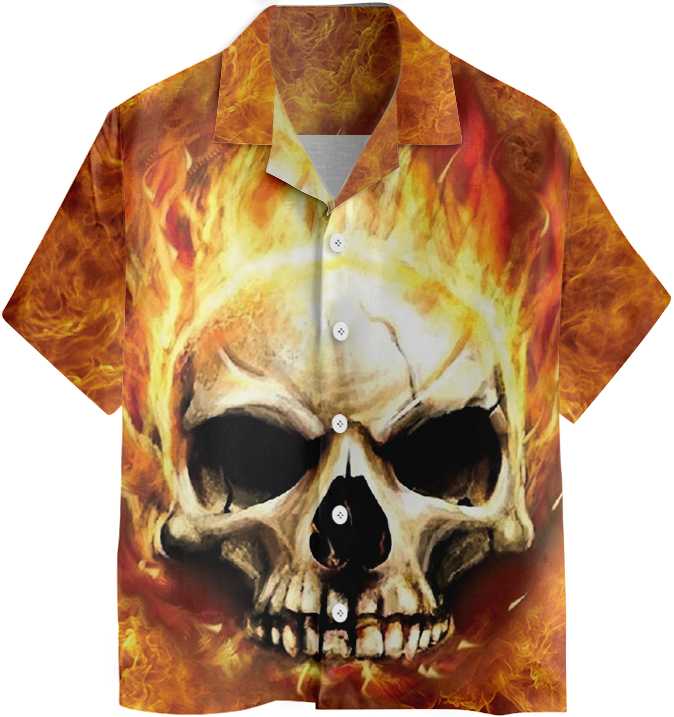 Red Skull Smoke Hawaiian Shirt, Cool Flame Skull Shirt For Men And Women