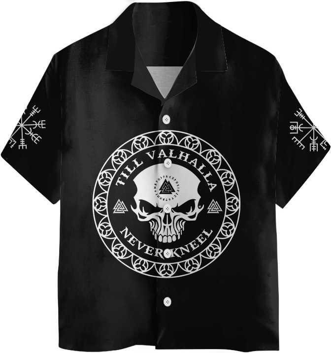 Skull Viking Valhalla Hawaiian Shirt, Black Goth Skull Shirt For Men And Women