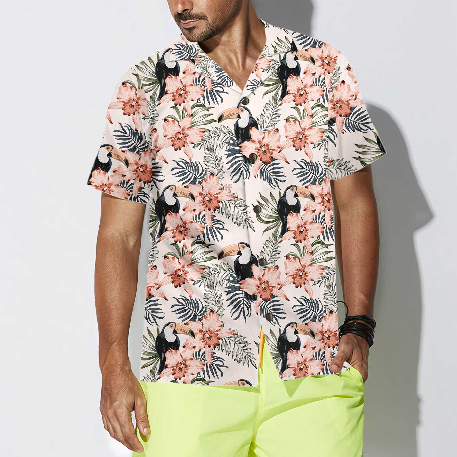 Toucan And Pink Orchid Flowers Toucan Hawaiian Shirt, Floral Toucan Shirt For Men And Women