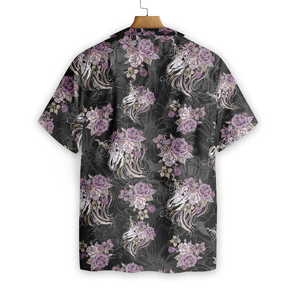 Unicorn Skull Flowers Hawaiian Shirt