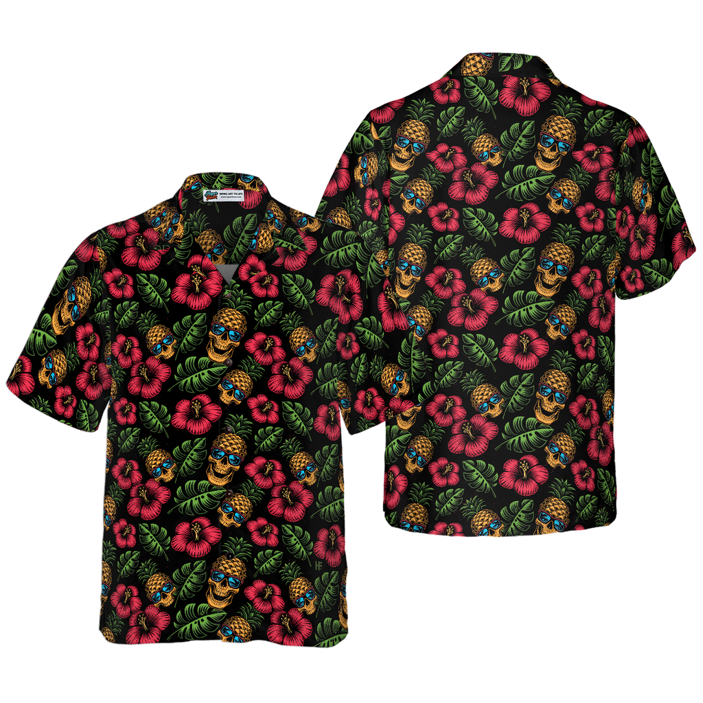 Skulls And Pineapples Seamless Pattern Hawaiian Shirt