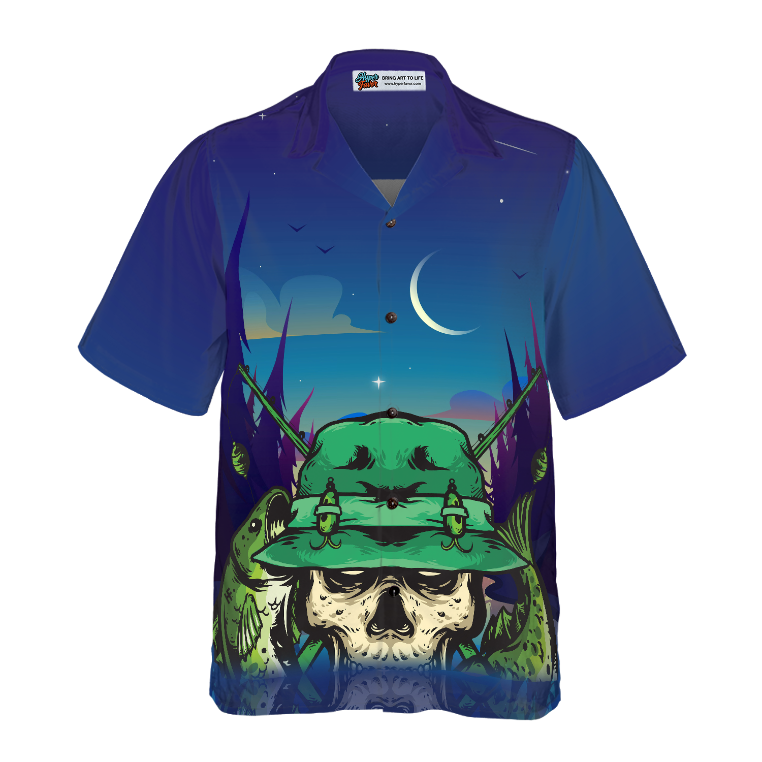 Creepy Skull Go Fishing Hawaiian Shirt, Fishing Apparel For Fisher, Unique Gift For Fishers