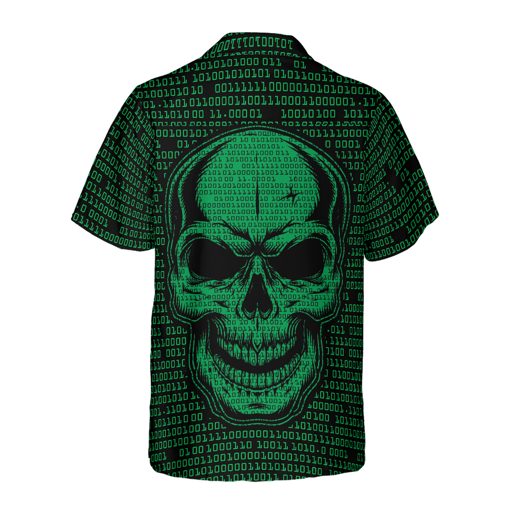 Binary Code Skull Hawaiian Shirt
