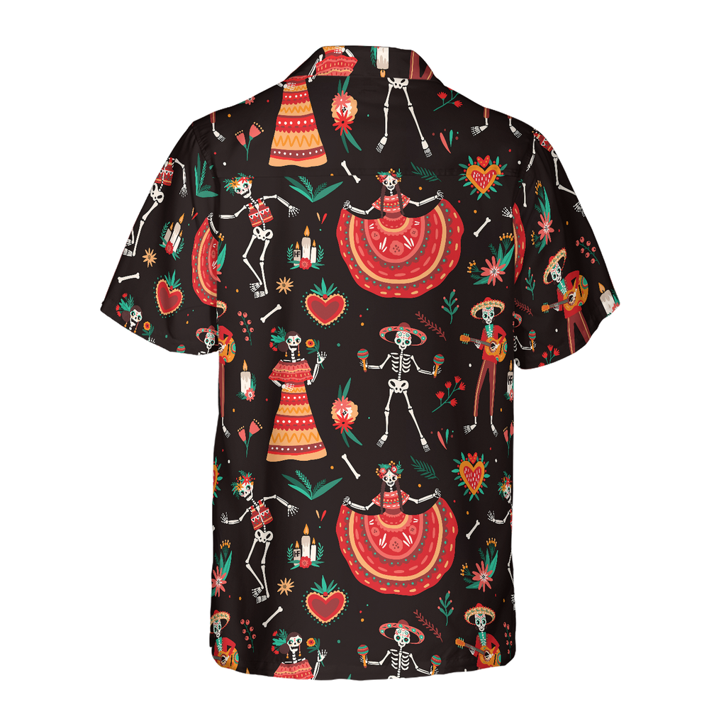 Skull Day Of The Dead Flower Hawaiian Shirt