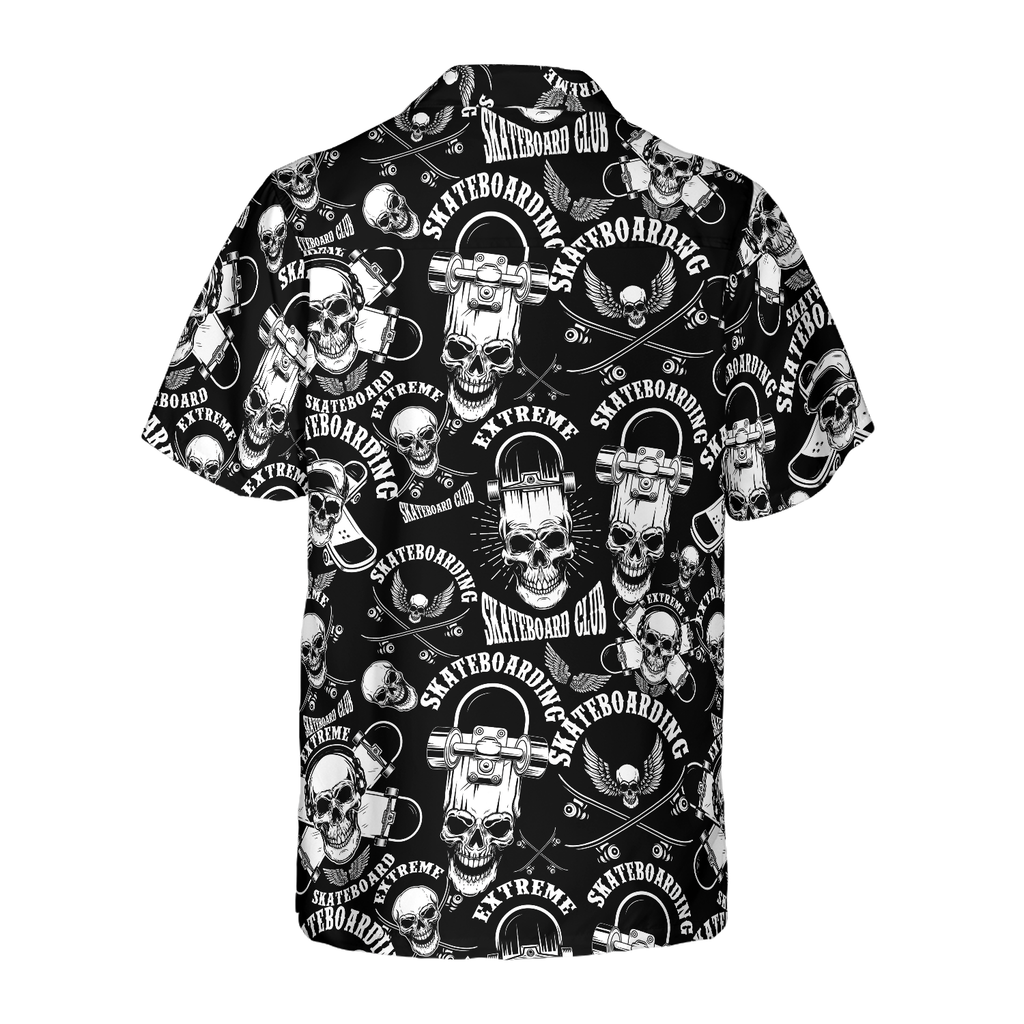 Skateboard Emblems In Monochrome Style Hawaiian Shirt