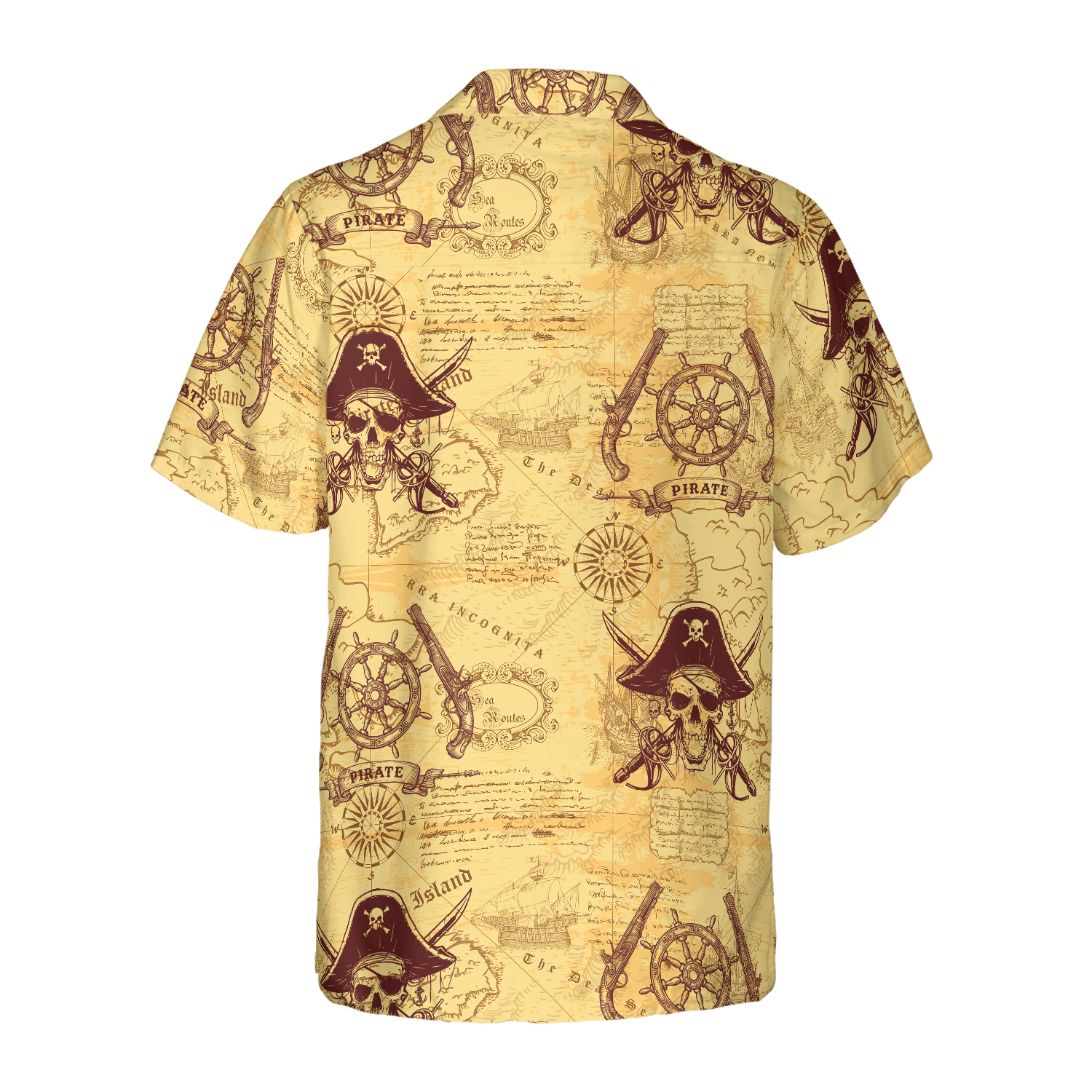 Skull Pirates Of The Ancient Sea Map Hawaiian Shirt