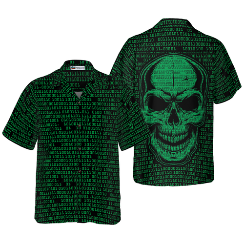 Binary Code Skull Hawaiian Shirt