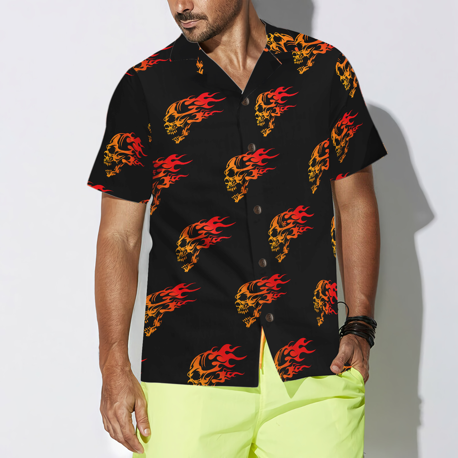 Flaming Angry Skull Hawaiian Shirt