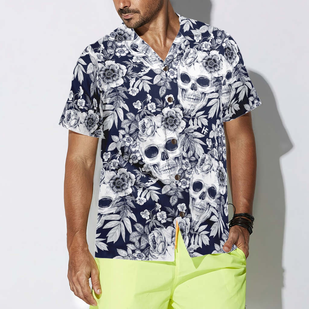 Wreaths Of Garden Flowers And Skulls Hawaiian Shirt