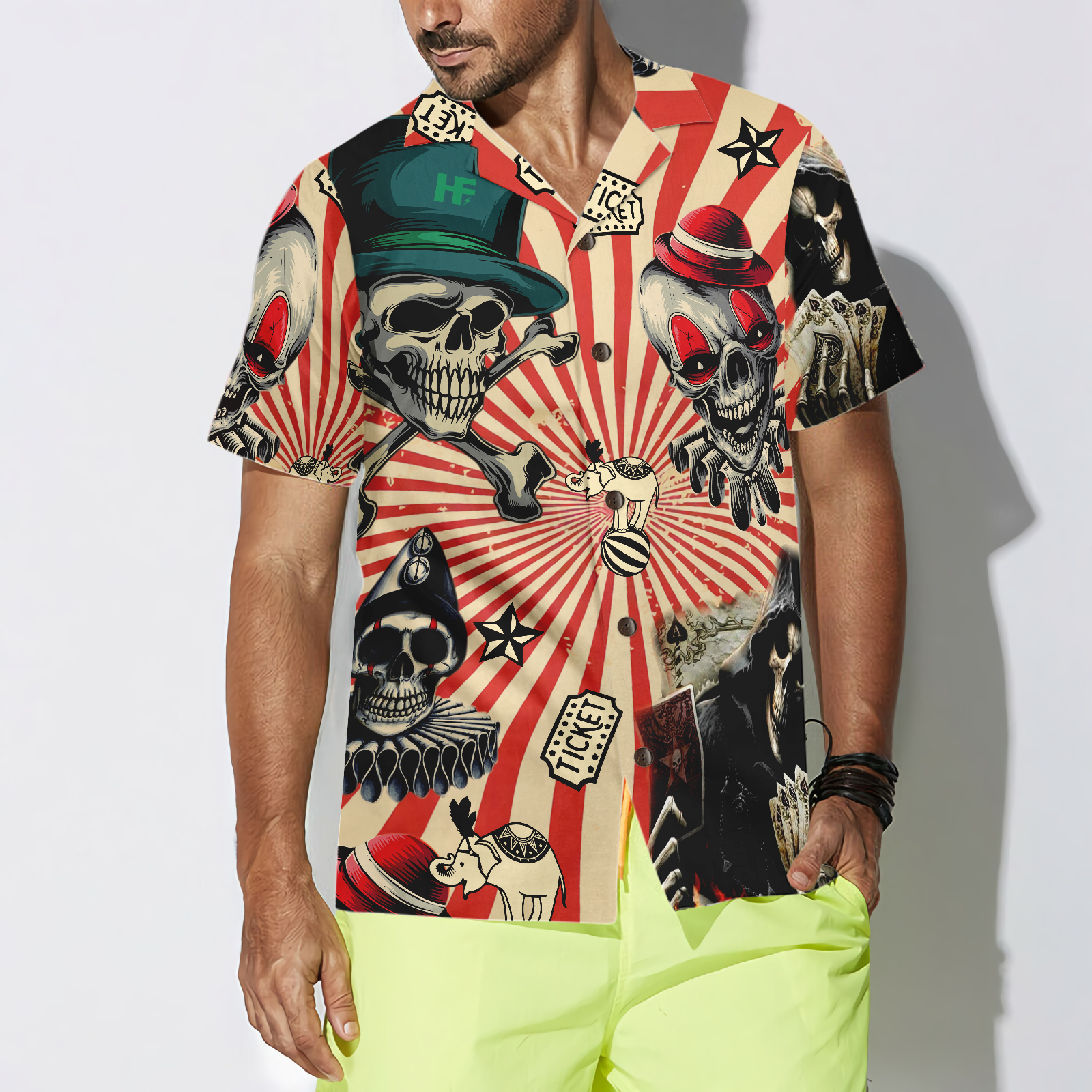 Circus Mysteries With Skull Magicians And Clowns Hawaiian Shirt