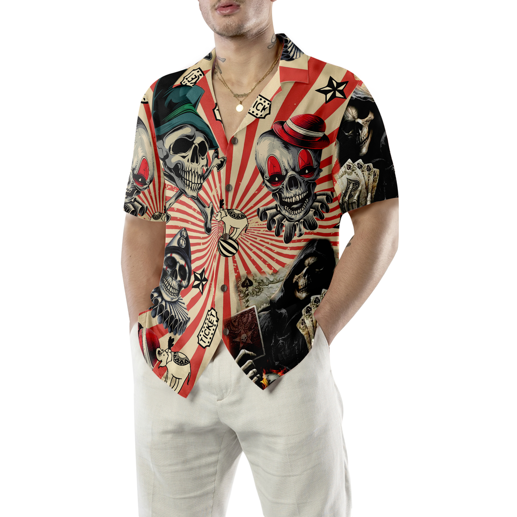 Circus Mysteries With Skull Magicians And Clowns Hawaiian Shirt
