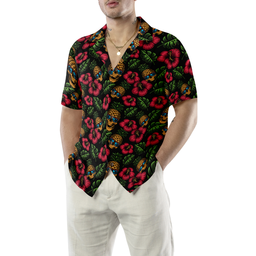 Skulls And Pineapples Seamless Pattern Hawaiian Shirt